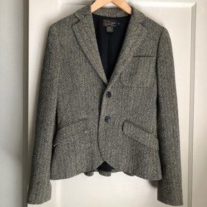 Ralph Lauren The Rugby Tweed Run Herringbone Silk Wool Blend Suit Blazer Size 2